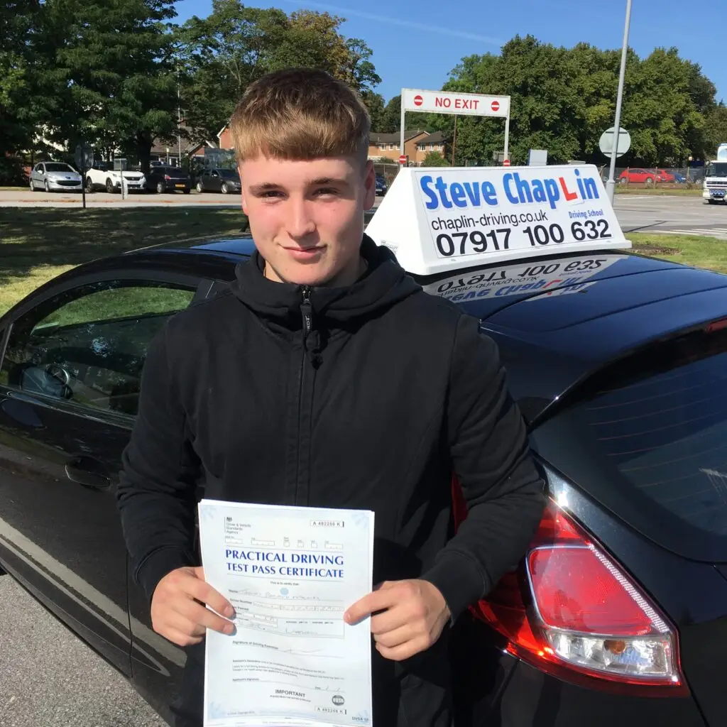 Tom Moloney passing his driving test after taking driving lessons in Shipley, Derbyshire with Steve Chaplin Driving School.