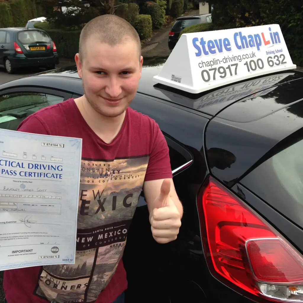 Bradley Scott passing his driving test after taking driving lessons in West Hallam with Steve Chaplin Driving School.