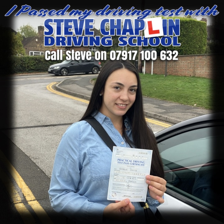 Bianca Ionita passing her driving test after taking automatic driving lessons in Eastwood, Nottinghamshire with Steve Chaplin Driving School.