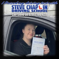 Celebrating Emily Mulliss's driving test success in Watnall. Emily Mulliss, from Heanor successfully passed her driving test on 26/02/2025 at Watnall.