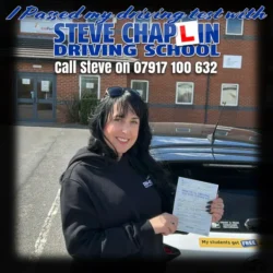 Congratulations to Linda Whitley on passing her driving test at Ashfield Test Centre! 🎉🚗 Linda Whitley holding her driving test pass certificate after automatic driving lessons in Heanor.